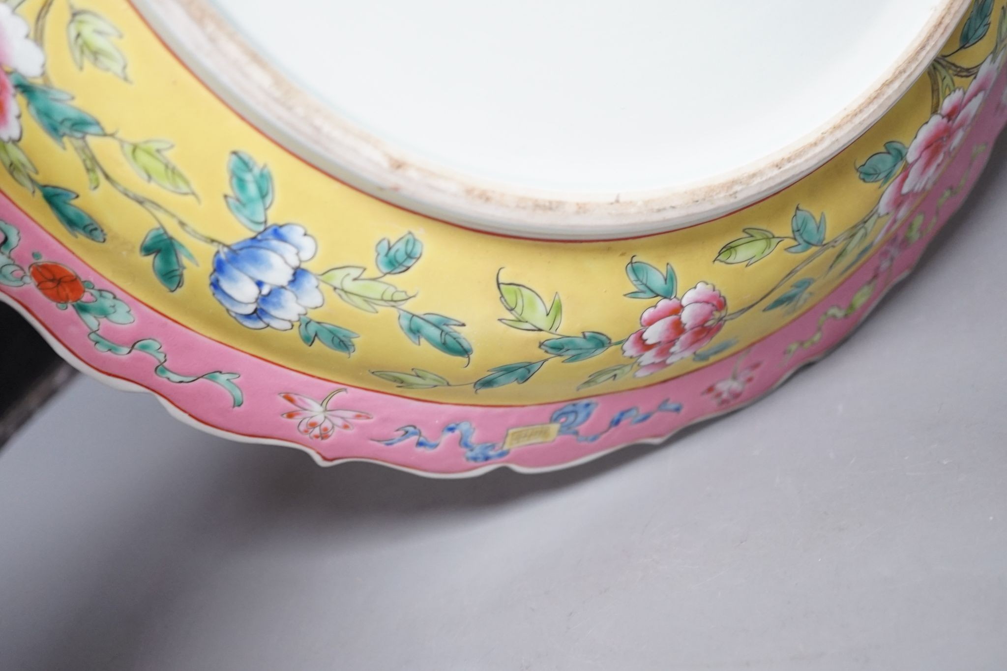 A Chinese Straits style famille rose dish, 37cm